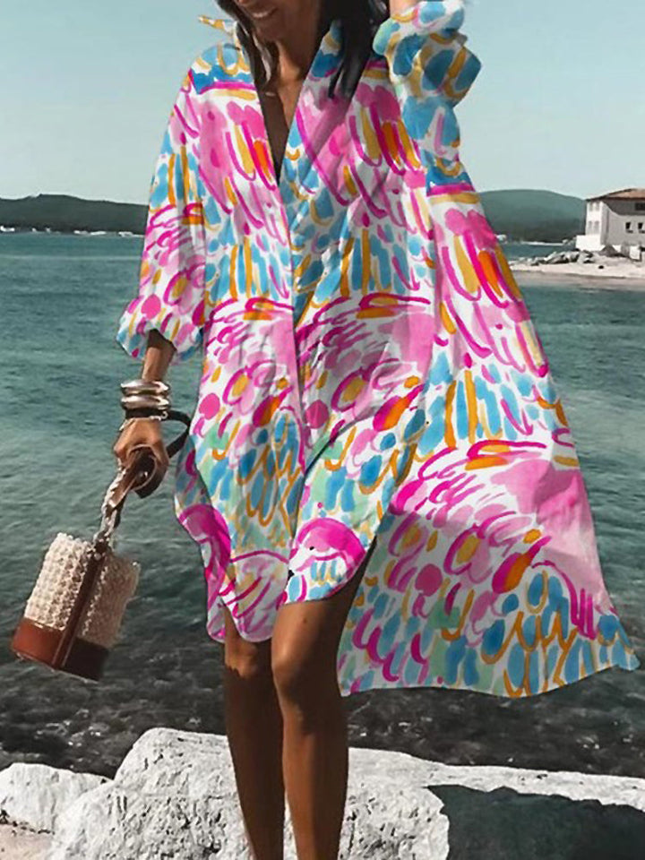CAROLINE - VESTIDO CAMISA RETRO CON DRAPEADO