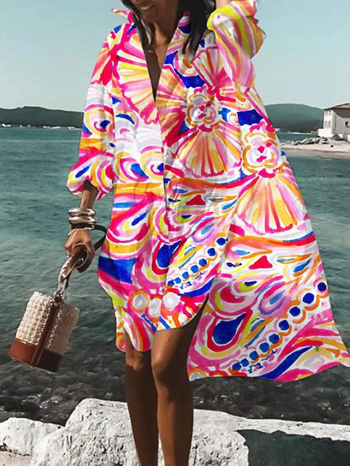 CAROLINE - VESTIDO CAMISA RETRO CON DRAPEADO