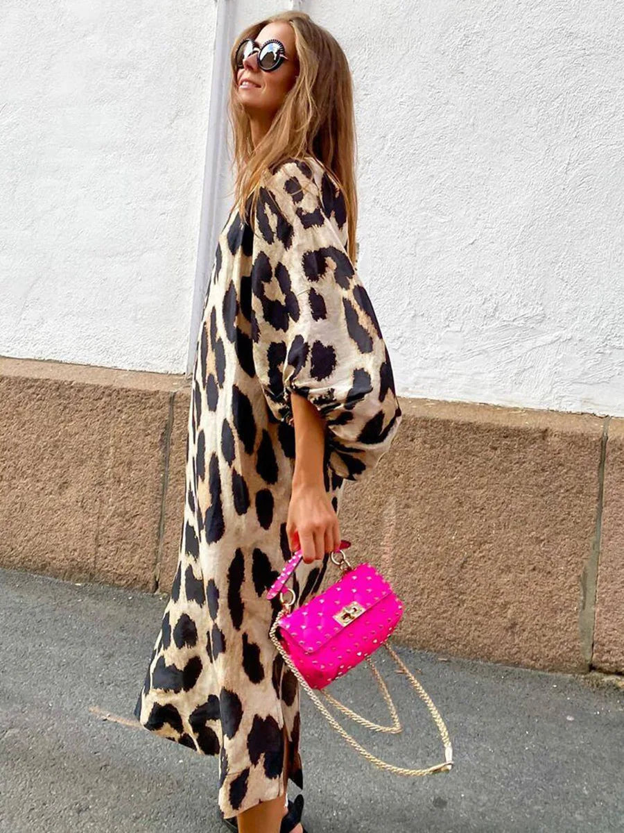 ZABRINA - VESTIDO MAXI CON ESTAMPADO DE LEOPARDO