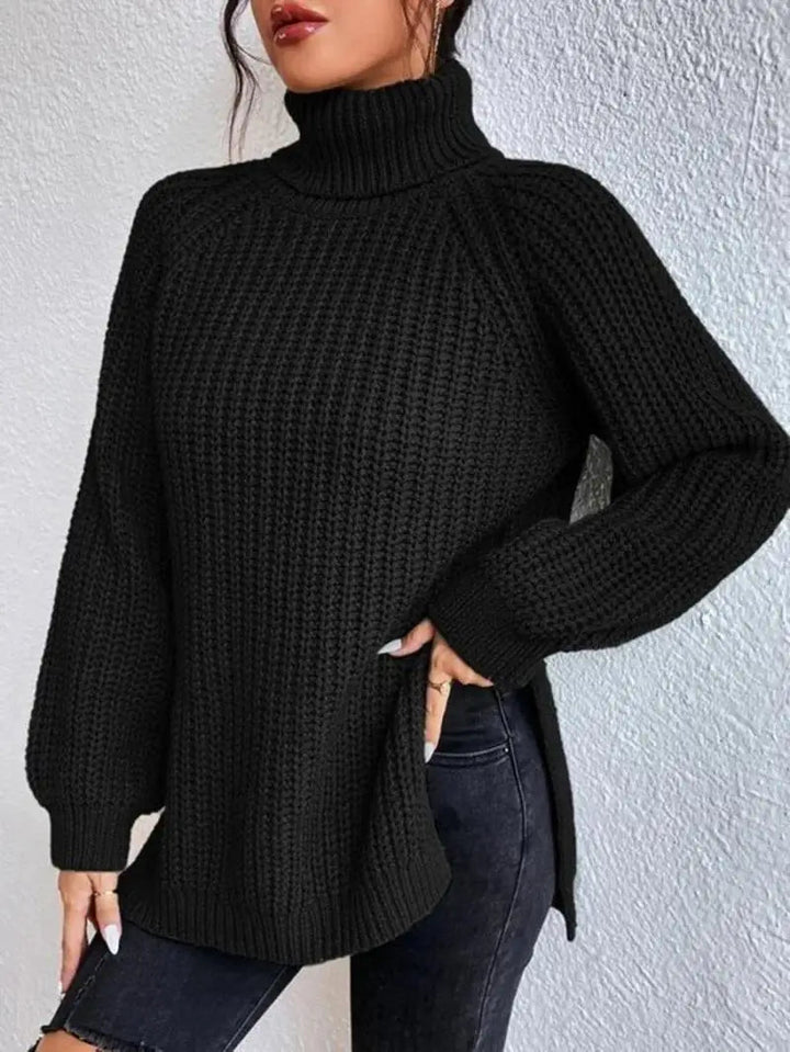 Mia™ - Suéter Largo de Punto con Cuello Alto Cómodo