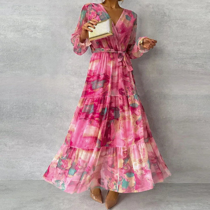 OTOÑO - VESTIDO ARTESANAL FLORAL ELEGANTE