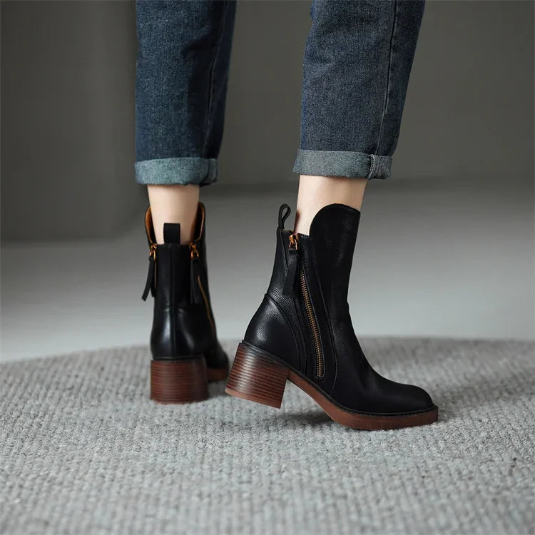 SIONA - BOTAS DE PIEL GENUINA PARA TOBILLO