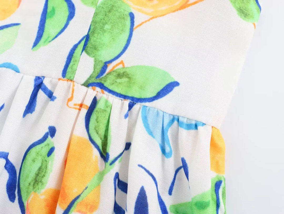 MARCELLE - VESTIDO MIDI ESTAMPADO DE LIMÓN