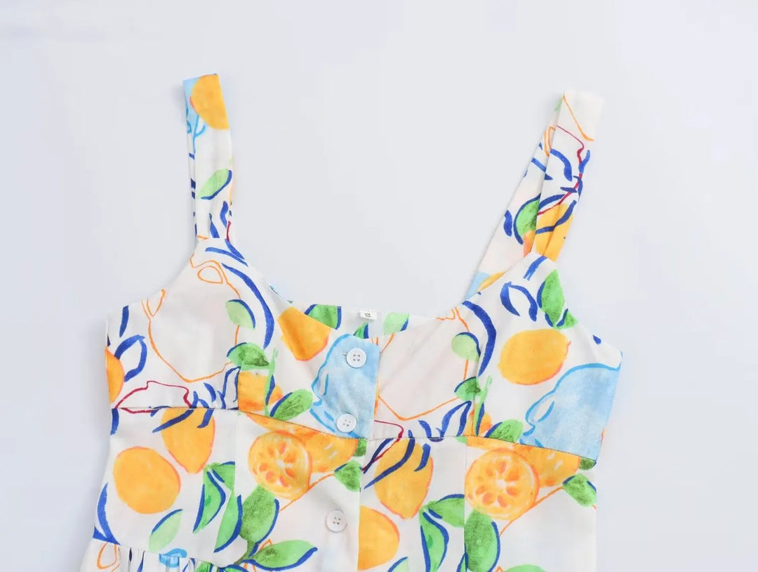 MARCELLE - VESTIDO MIDI ESTAMPADO DE LIMÓN
