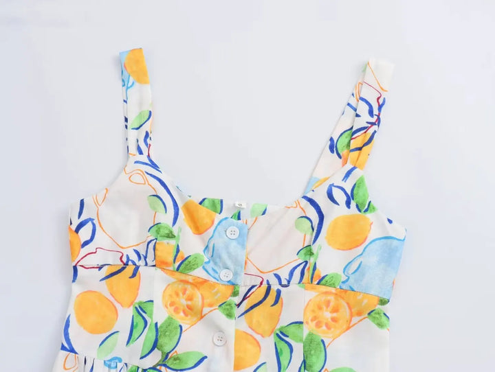MARCELLE - VESTIDO MIDI ESTAMPADO DE LIMÓN