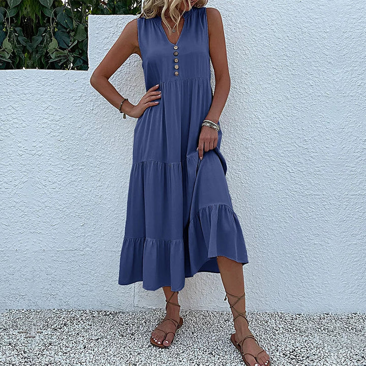 HOLANDA - VESTIDO MAXI FLUIDO ELEGANTE Y VENTILADO