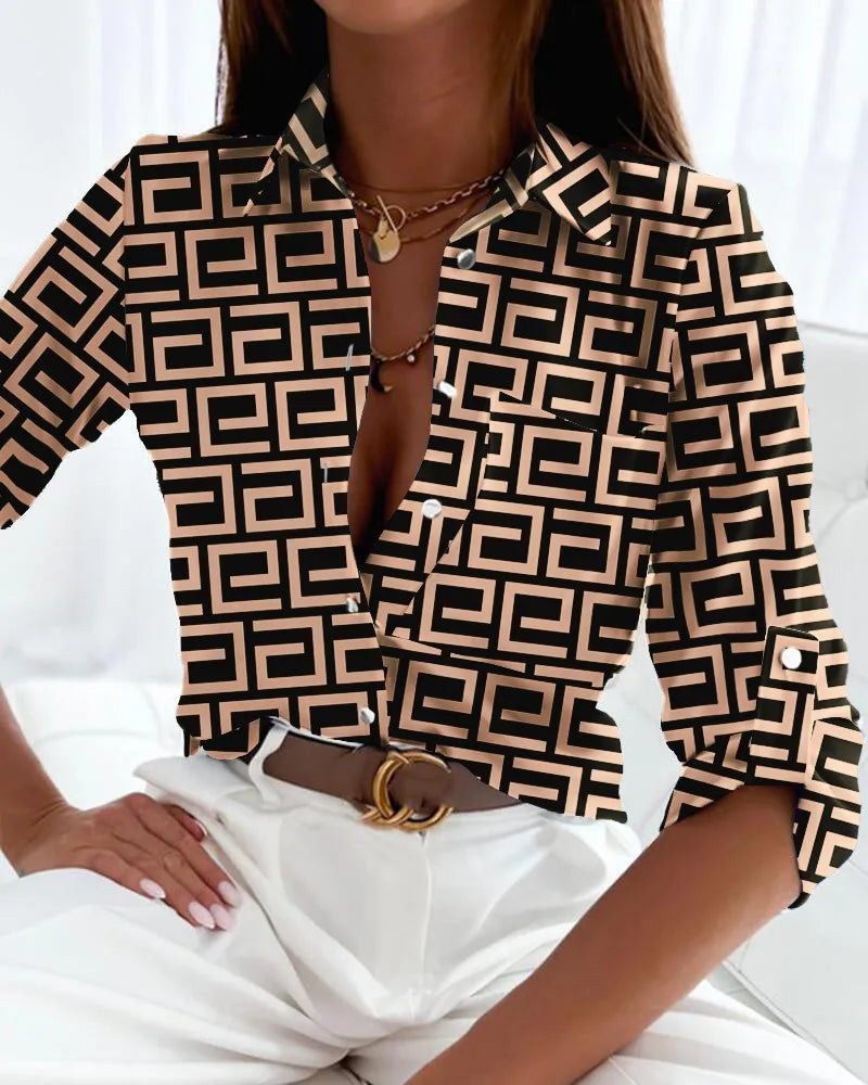 FAZAIDE - BLUSA DE MODA CON ESTAMPADO ARTÍSTICO