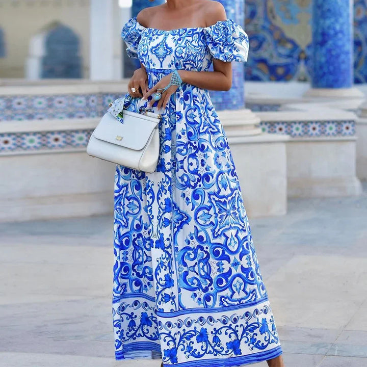 YSLANNA - VESTIDO MAXI DE VERANO CON HOMBROS DESCUBIERTOS