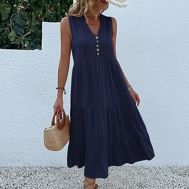 HOLANDA - VESTIDO MAXI FLUIDO ELEGANTE Y VENTILADO