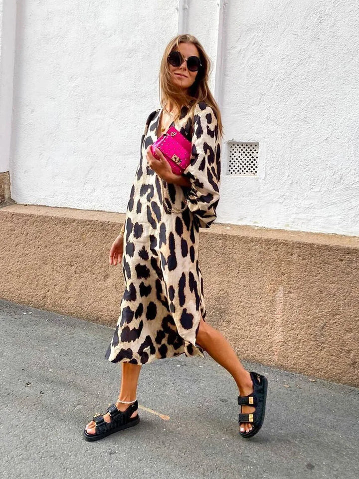 ZABRINA - VESTIDO MAXI CON ESTAMPADO DE LEOPARDO