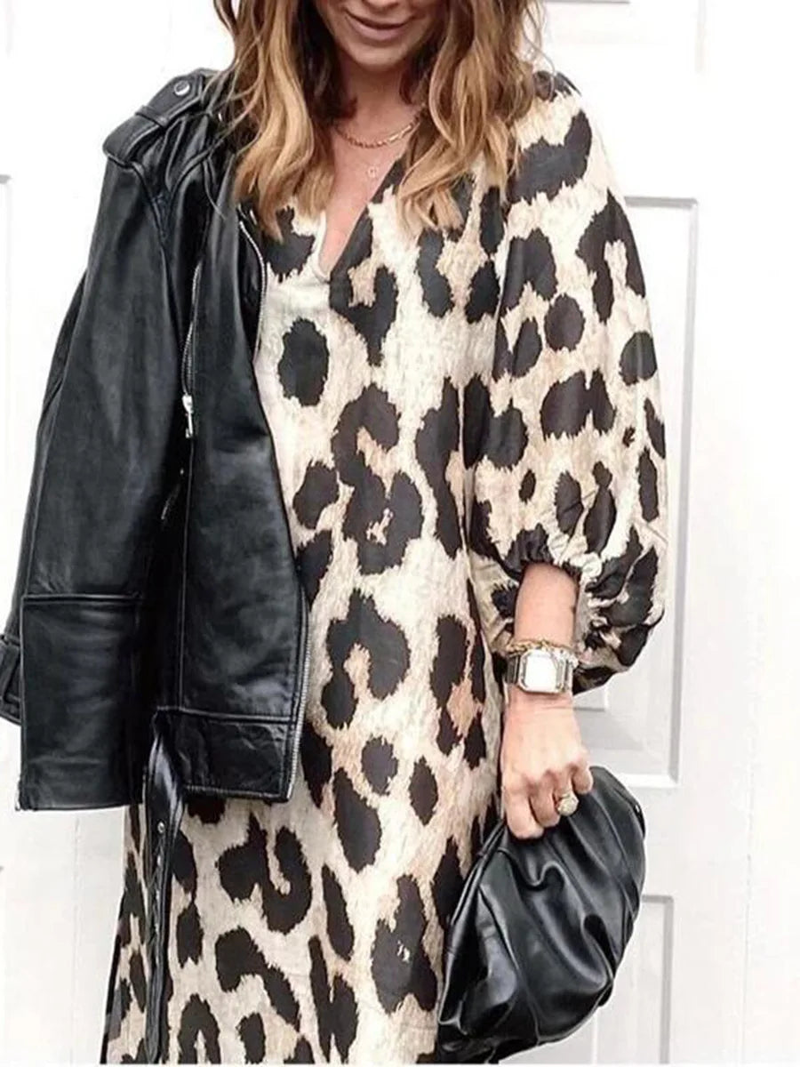 ZABRINA - VESTIDO MAXI CON ESTAMPADO DE LEOPARDO