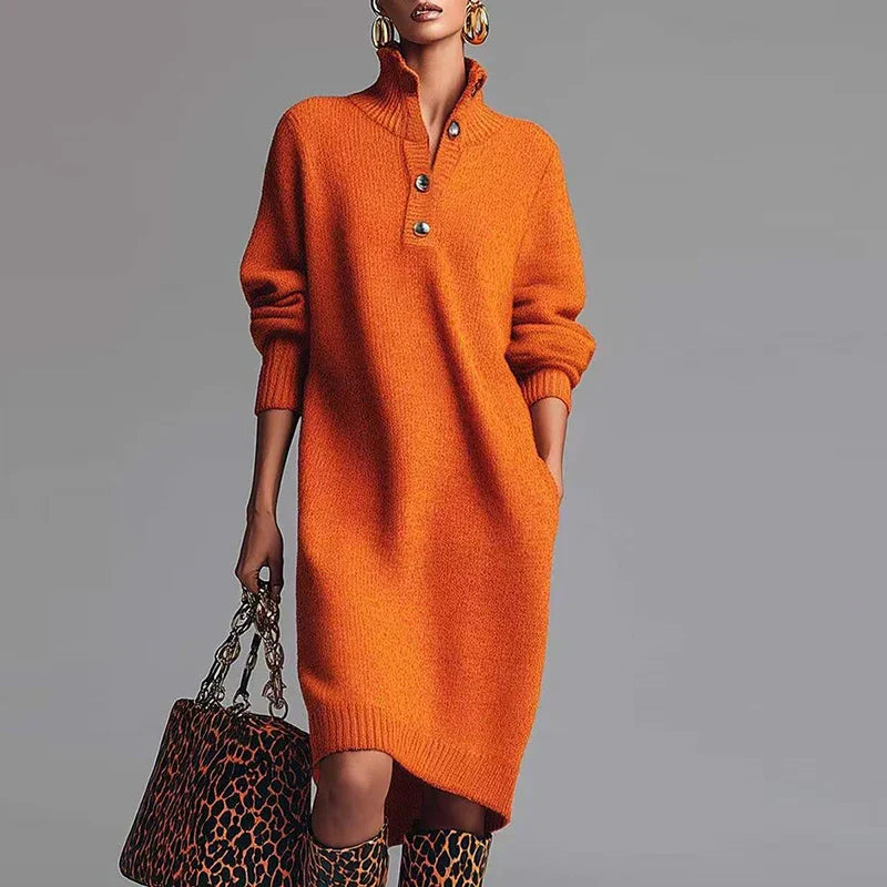 BELLE – VESTIDO DE PUNTO SUAVE CON BOTONES