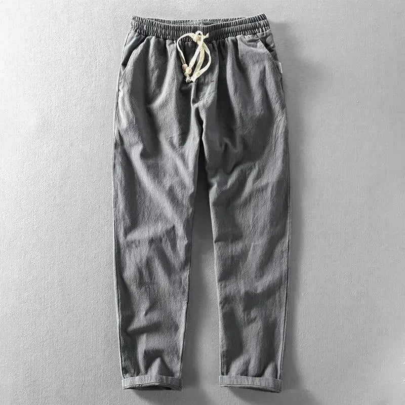 CORDY - PANTALONES RELAJADOS DE LINO CON CORDÓN