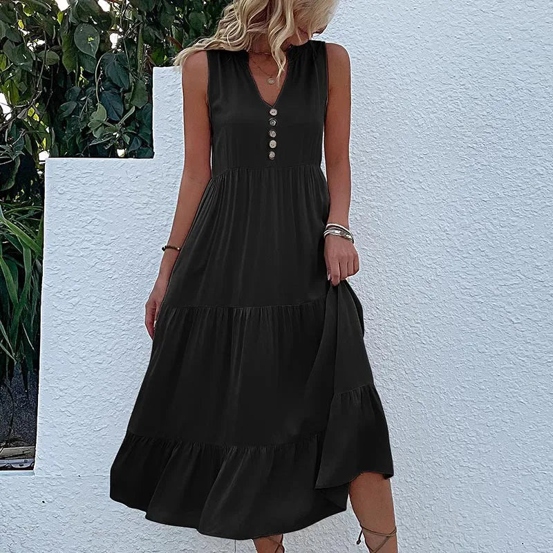 HOLANDA - VESTIDO MAXI FLUIDO ELEGANTE Y VENTILADO