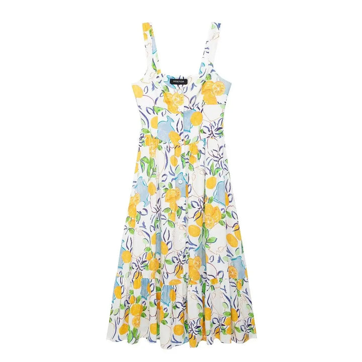 MARCELLE - VESTIDO MIDI ESTAMPADO DE LIMÓN