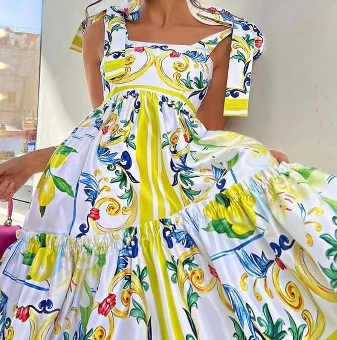 SENEDRINA - VESTIDO MAXI CON CORDONES BLOSSOM