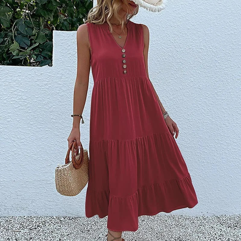 HOLANDA - VESTIDO MAXI FLUIDO ELEGANTE Y VENTILADO