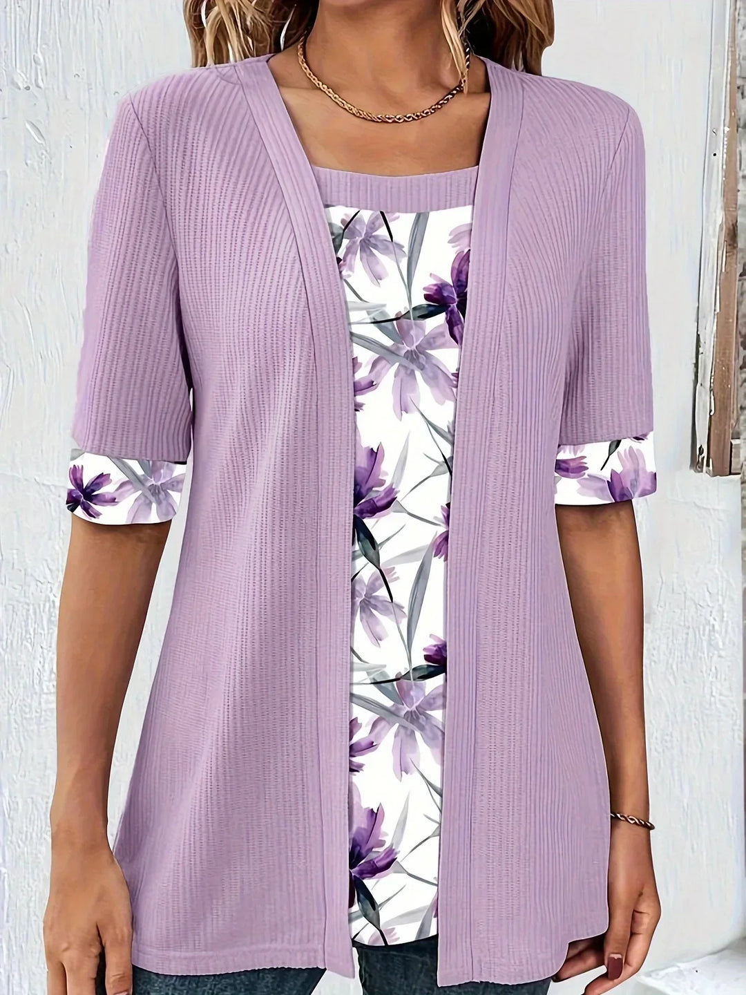 ESTHER – BLUSA RELAJADA FLORAL DE DOBLE CAPA