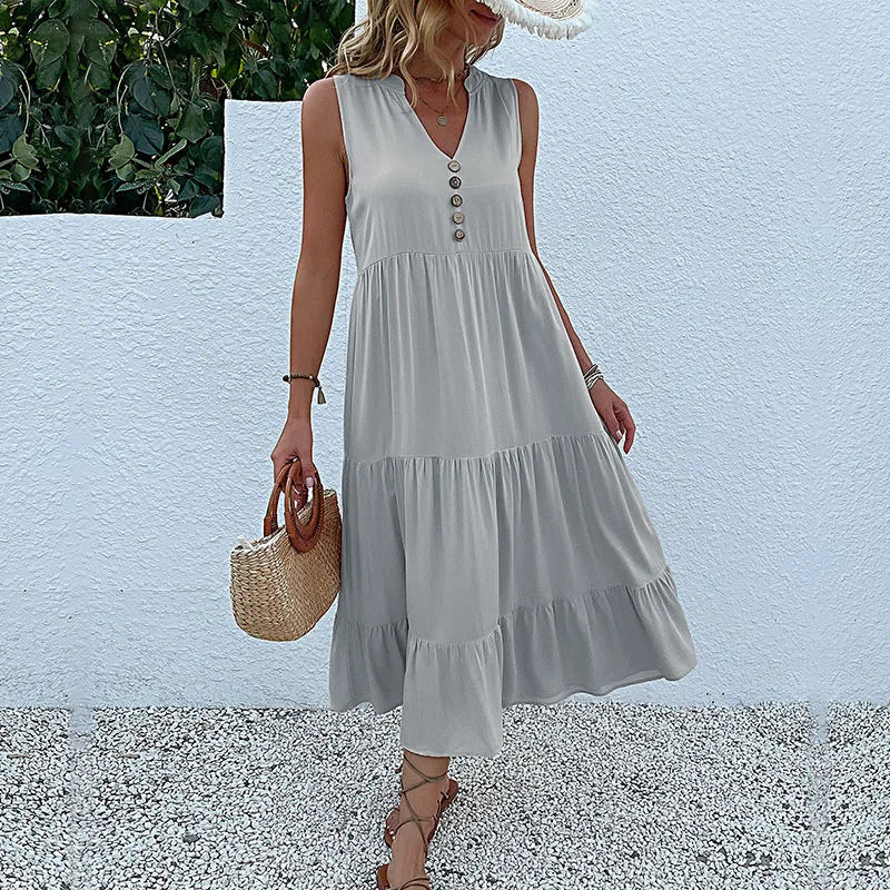 HOLANDA - VESTIDO MAXI FLUIDO ELEGANTE Y VENTILADO