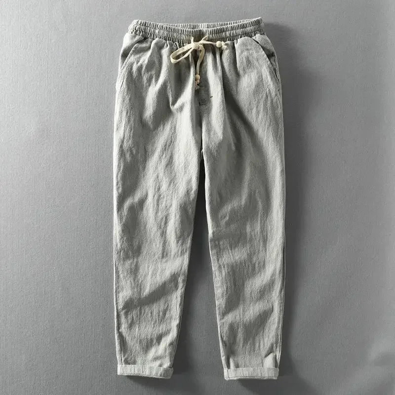 CORDY - PANTALONES RELAJADOS DE LINO CON CORDÓN