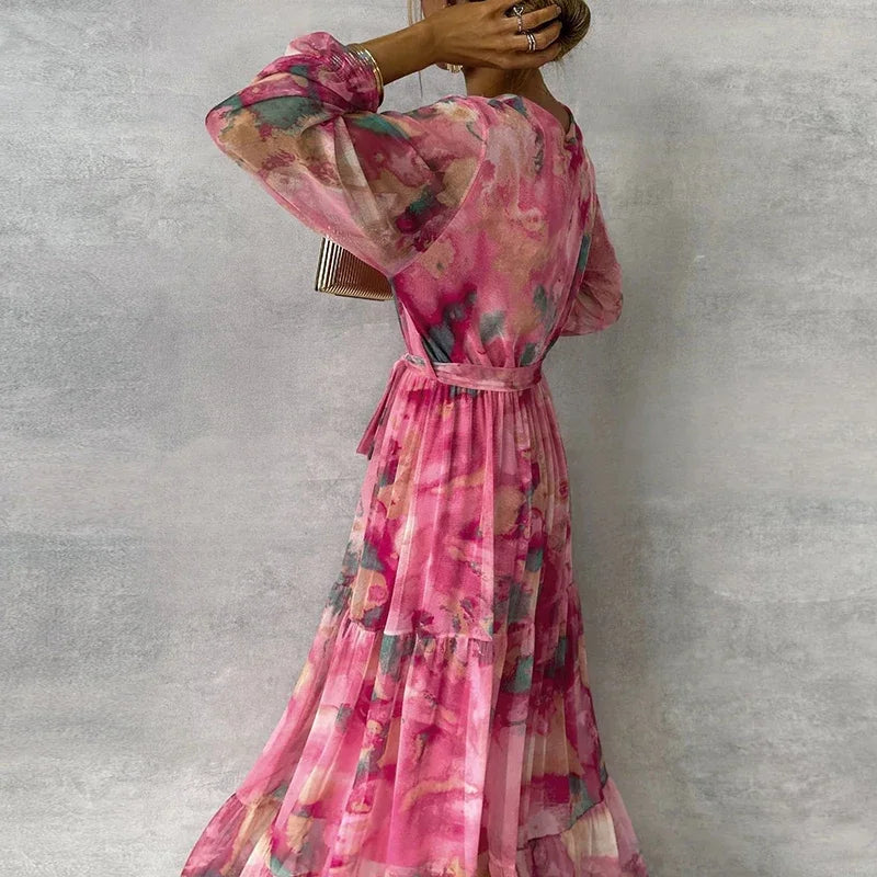 OTOÑO - VESTIDO ARTESANAL FLORAL ELEGANTE