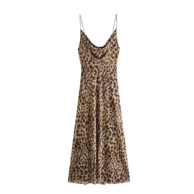 JAMILLA - VESTIDO MAXI CON TIRANTES INSPIRADO EN EL LEOPARDO
