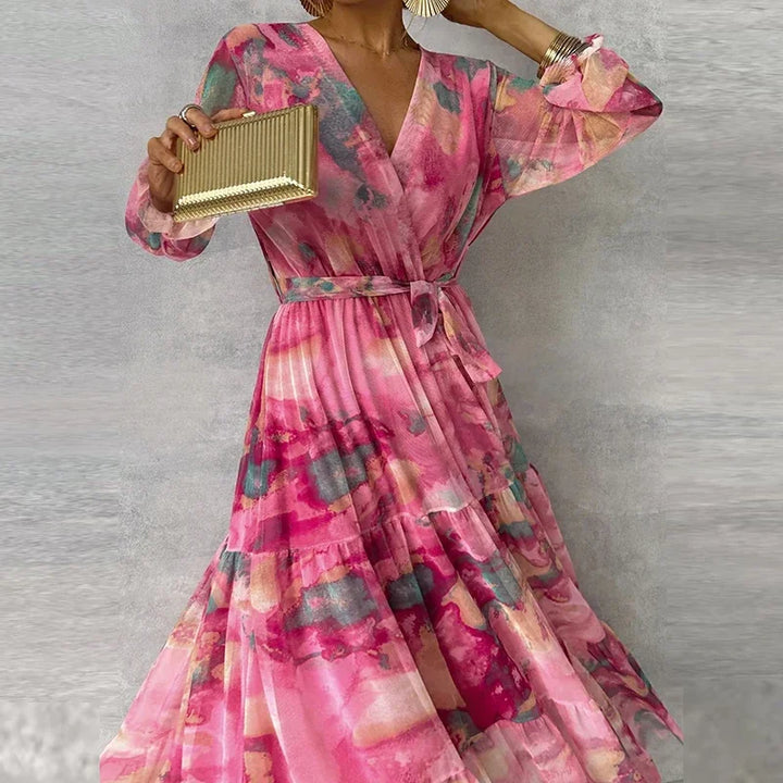 OTOÑO - VESTIDO ARTESANAL FLORAL ELEGANTE
