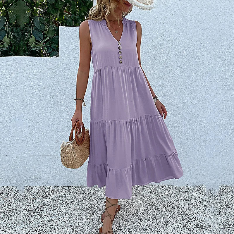 HOLANDA - VESTIDO MAXI FLUIDO ELEGANTE Y VENTILADO