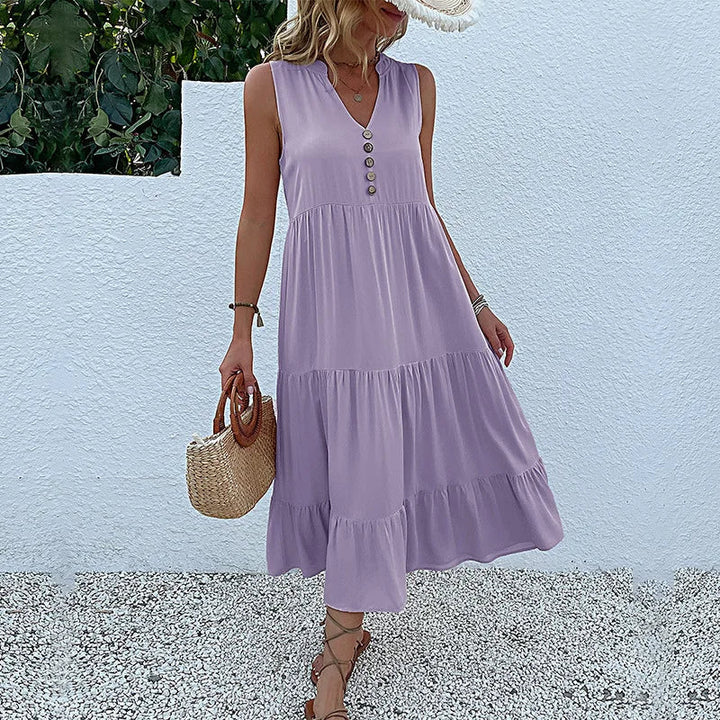 HOLANDA - VESTIDO MAXI FLUIDO ELEGANTE Y VENTILADO