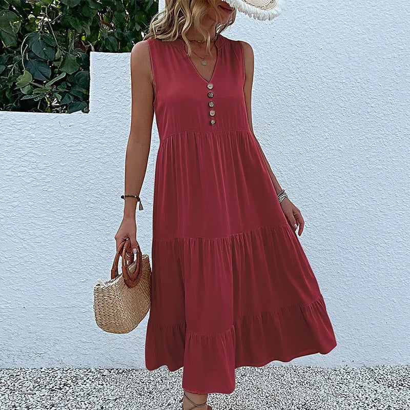 HOLANDA - VESTIDO MAXI FLUIDO ELEGANTE Y VENTILADO