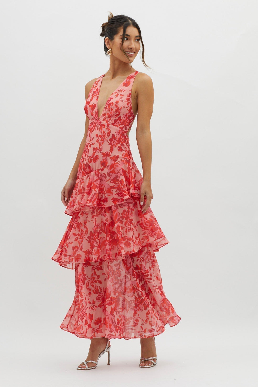 FERRERAS - VESTIDO MIDI REFINADO CON VOLANTES