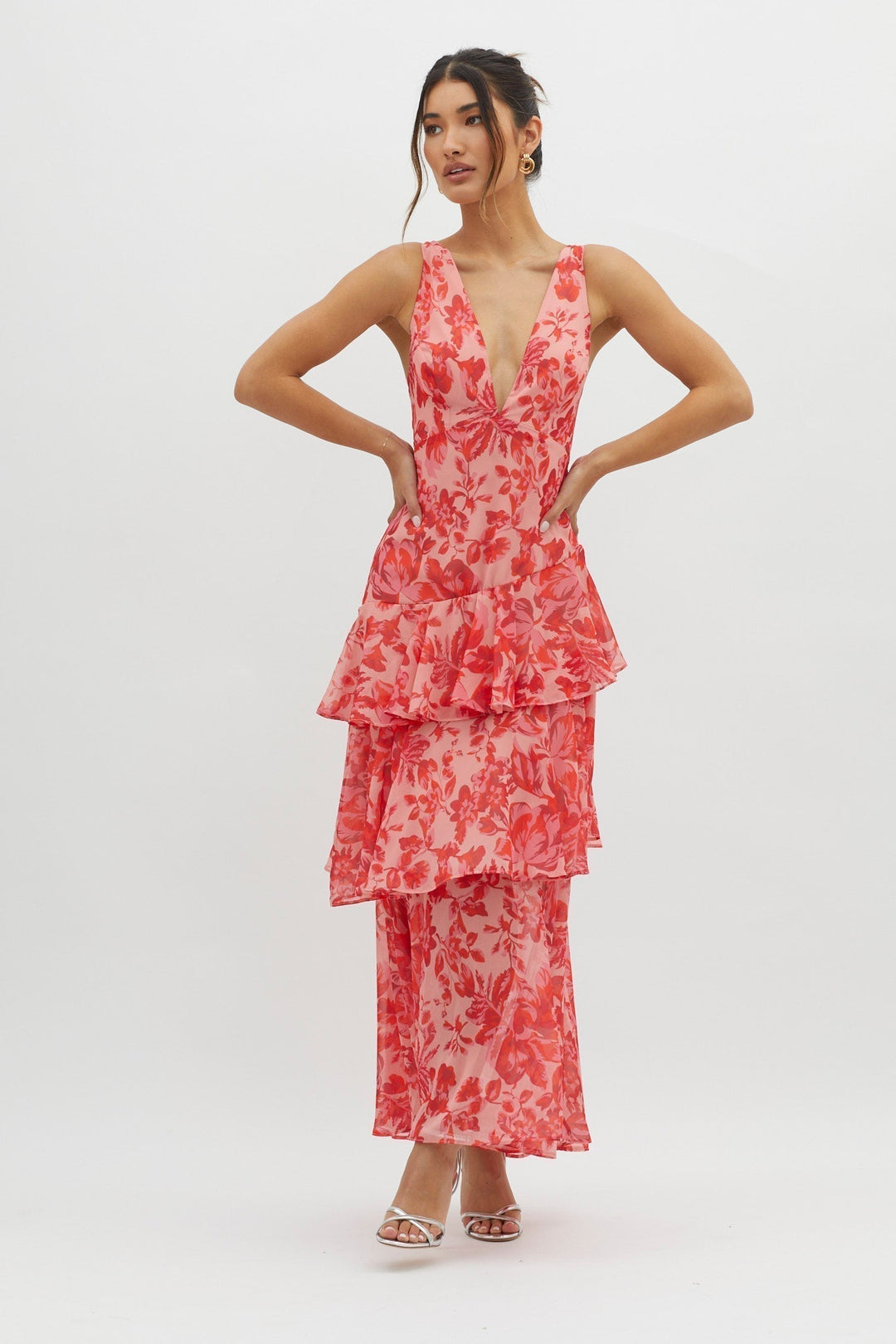 FERRERAS - VESTIDO MIDI REFINADO CON VOLANTES