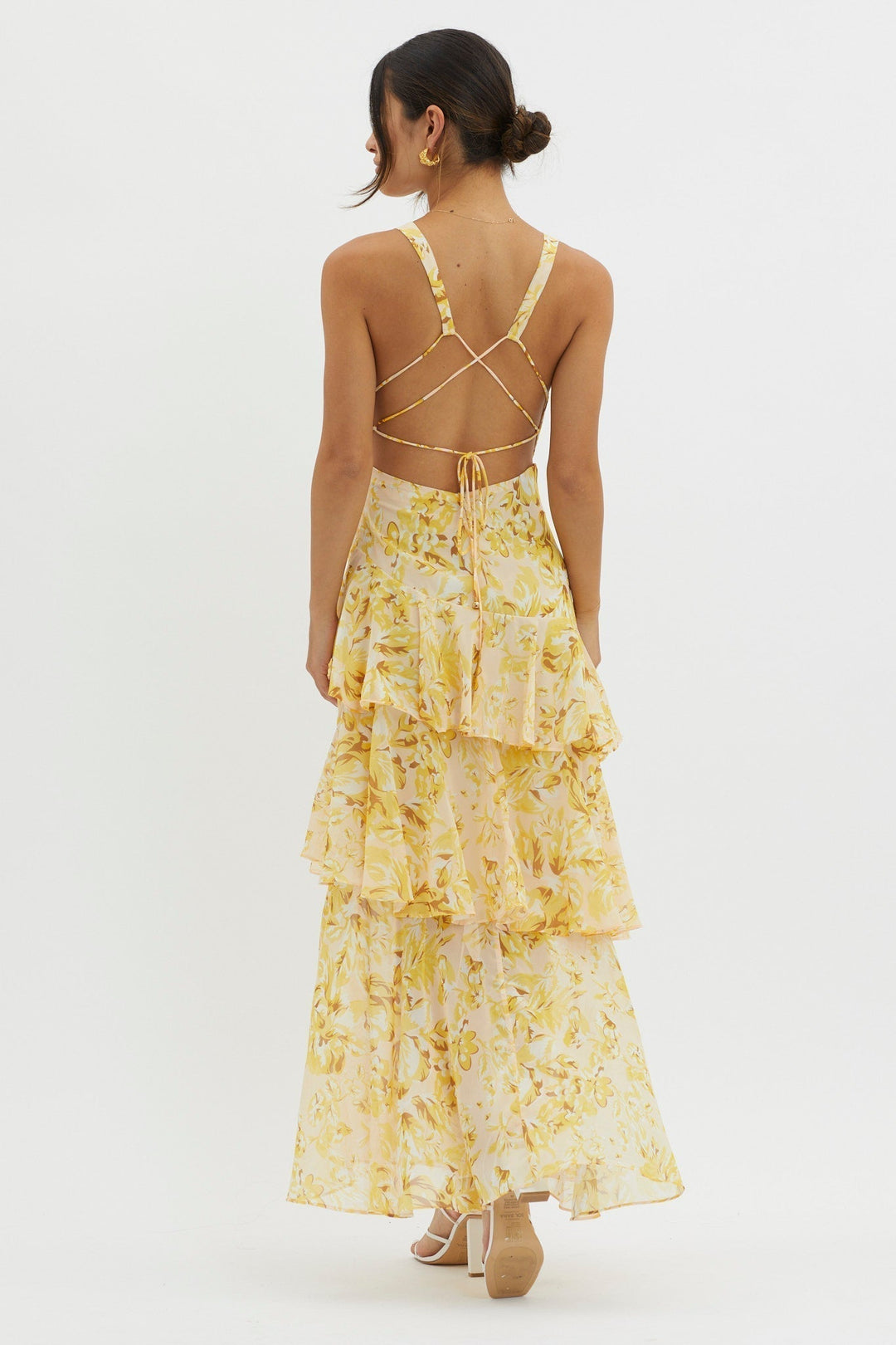 FERRERAS - VESTIDO MIDI REFINADO CON VOLANTES