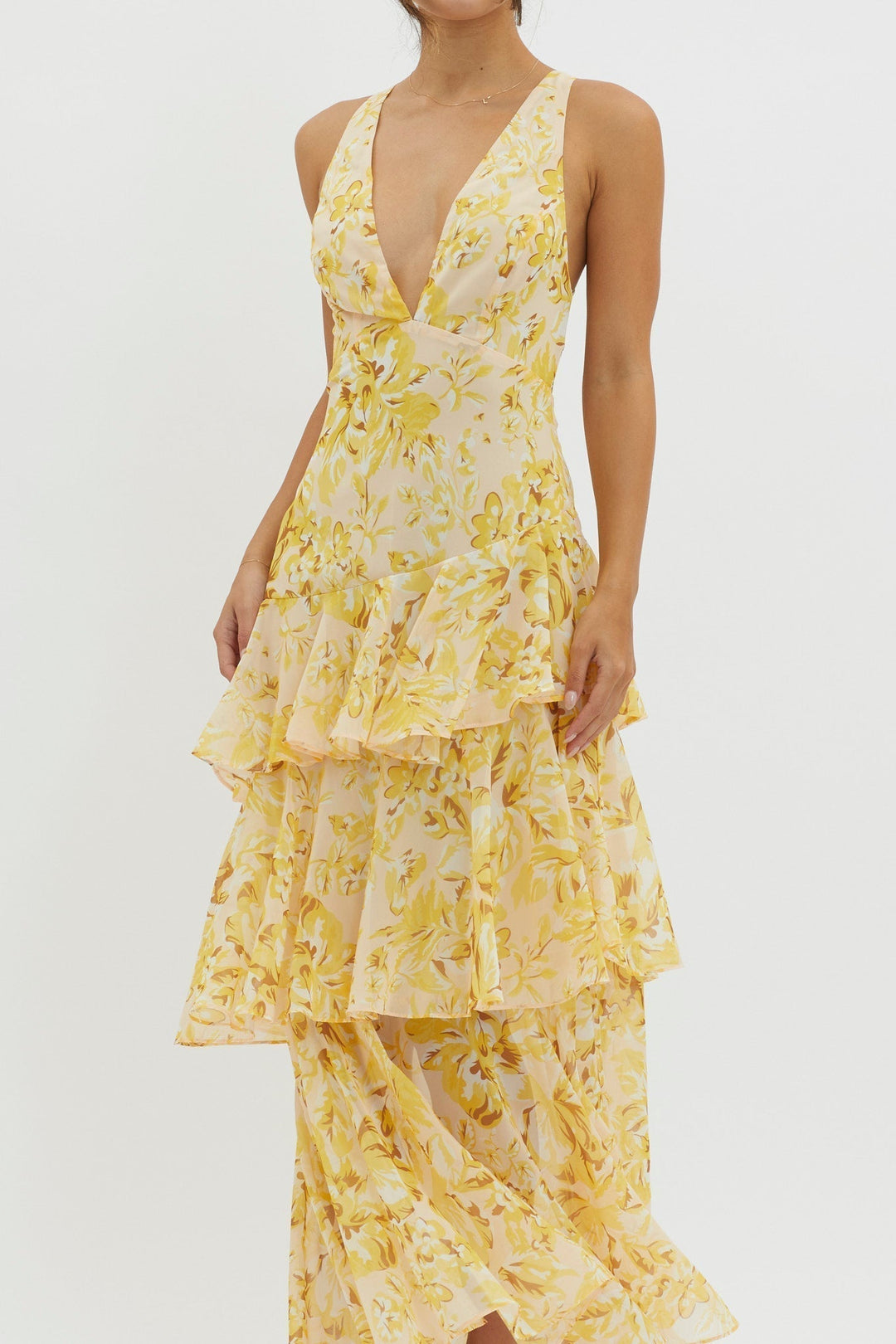 FERRERAS - VESTIDO MIDI REFINADO CON VOLANTES