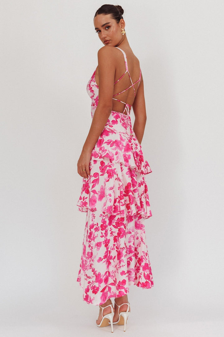 FERRERAS - VESTIDO MIDI REFINADO CON VOLANTES