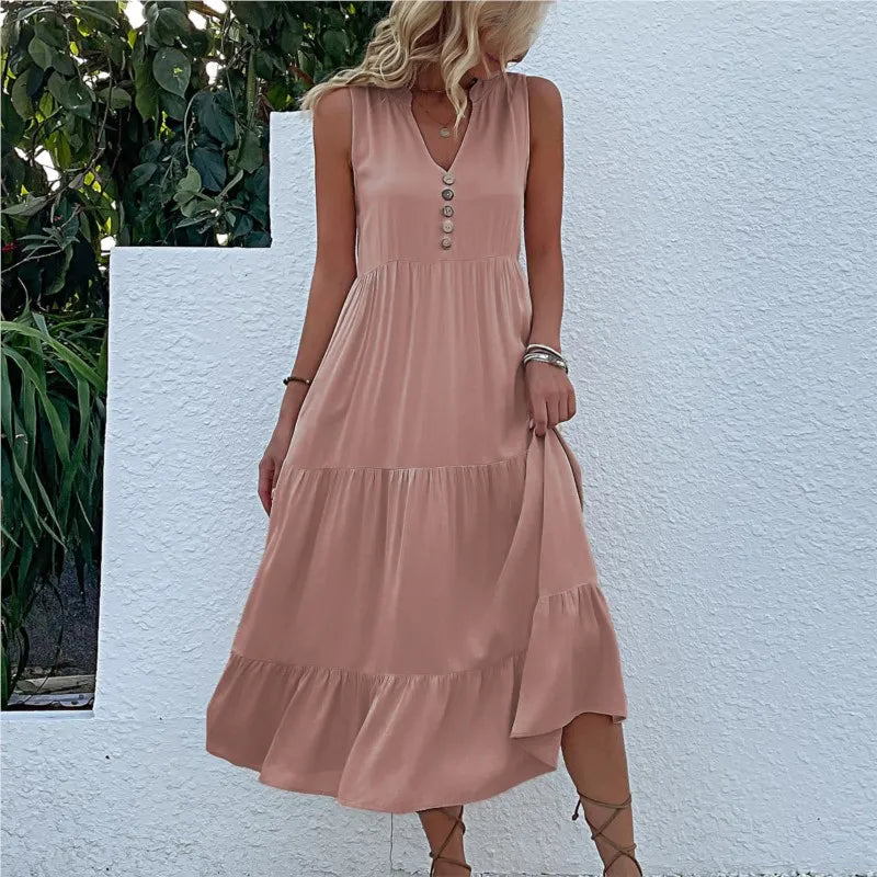 HOLANDA - VESTIDO MAXI FLUIDO ELEGANTE Y VENTILADO