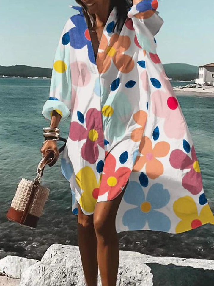 CAROLINE - VESTIDO CAMISA RETRO CON DRAPEADO