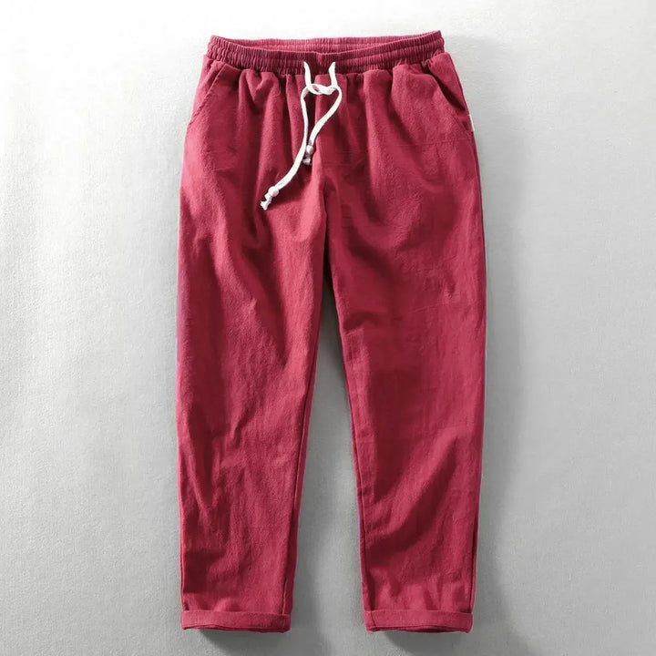 CORDY - PANTALONES RELAJADOS DE LINO CON CORDÓN