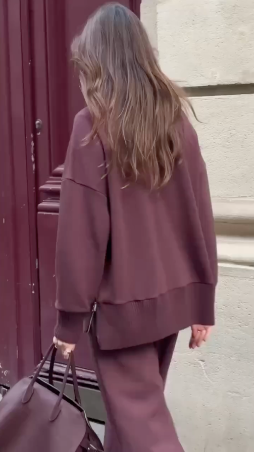 KIMBERLY - CONJUNTO DE SUDADERA CON CREMALLERA Y PANTALONES DE DESCANSO