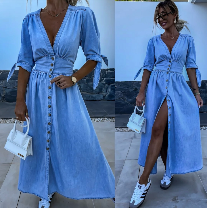 IVANIA - VESTIDO DE DENIM VIBRANTE