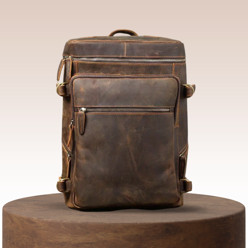 Hanzo | Bolsa Vintage de Cuero para Laptop y Mochila de Viaje