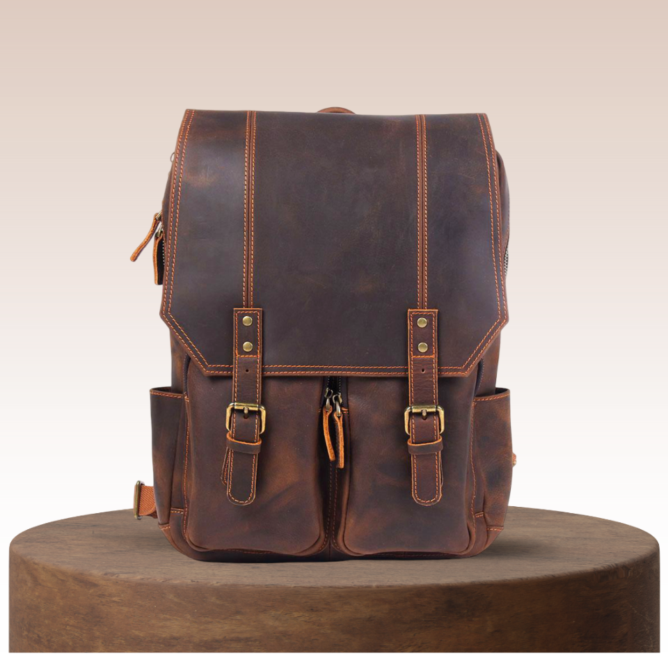 Biefeld | Mochila de Cuero Estilo Vintage para Uso Diario