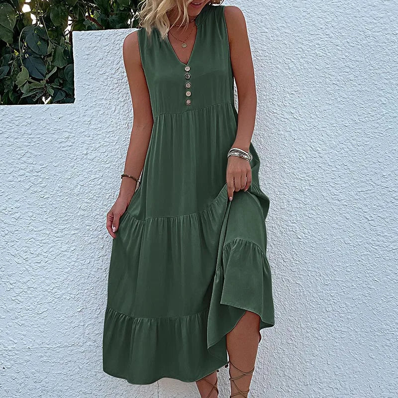 HOLANDA - VESTIDO MAXI FLUIDO ELEGANTE Y VENTILADO