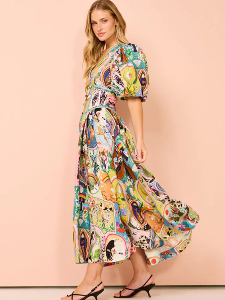 GAELLE - VESTIDO LARGO ELEGANTE CON ESCOTE EN V
