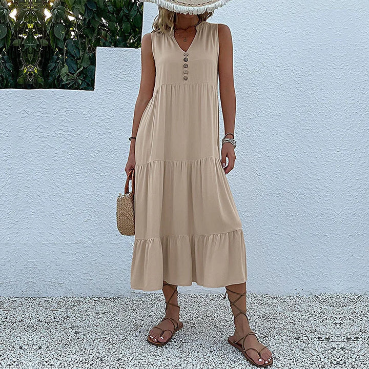 HOLANDA - VESTIDO MAXI FLUIDO ELEGANTE Y VENTILADO
