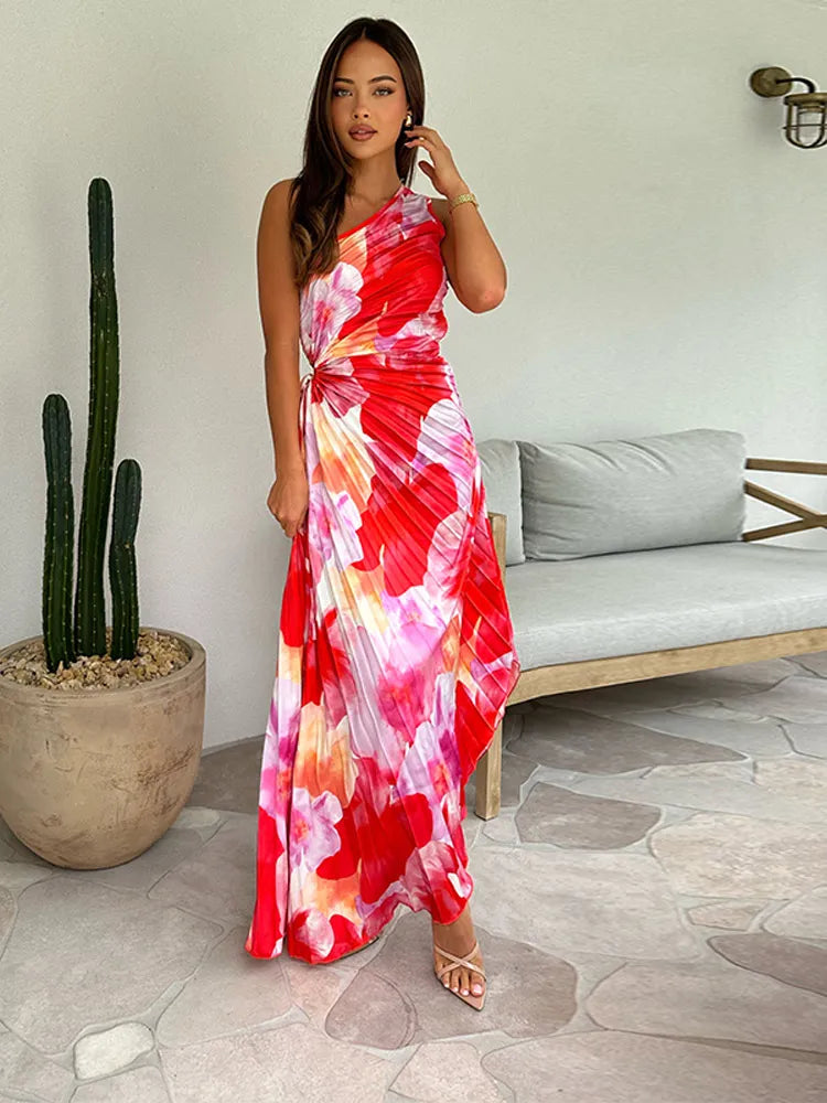 CARMIE – VESTIDO PLISADO DE VERANO CON UN HOMBRO