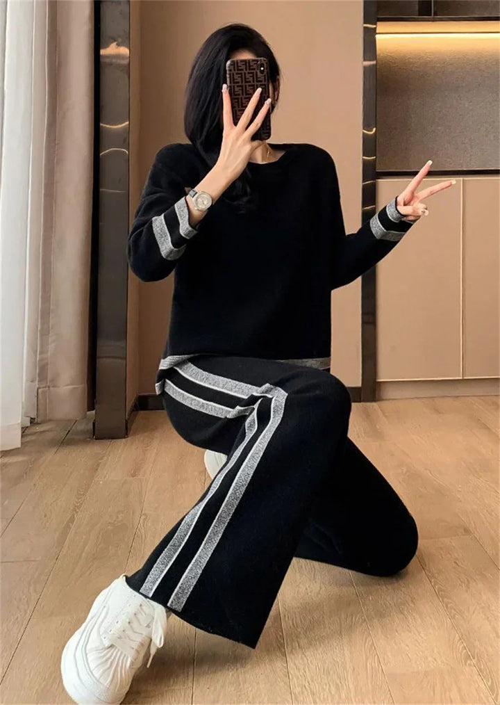 Aubrey™ - Conjunto de Chándal Casual Cómodo y Holgado de Manga Larga con Rayas