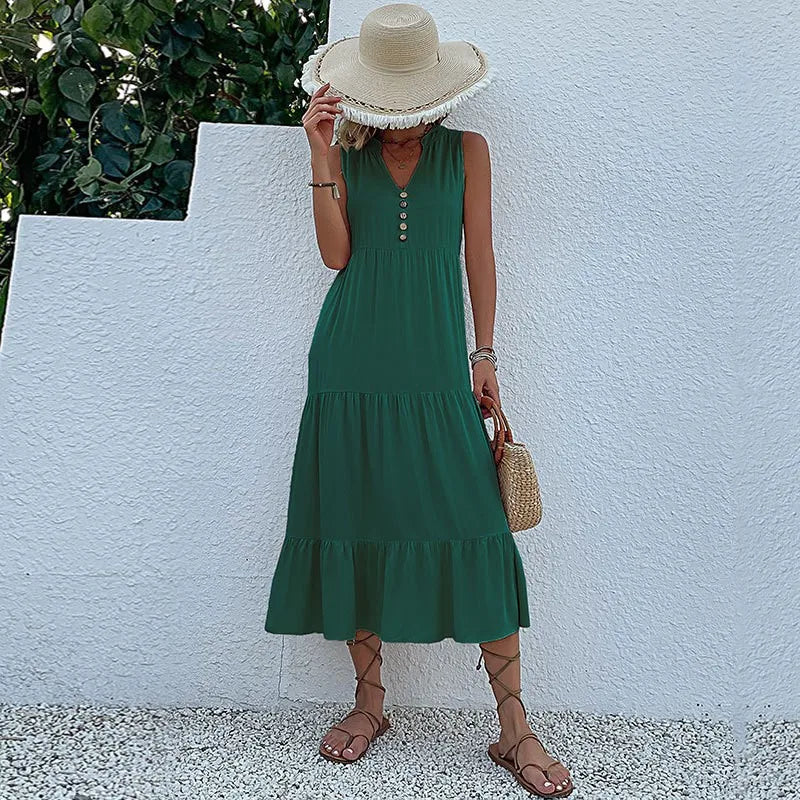 HOLANDA - VESTIDO MAXI FLUIDO ELEGANTE Y VENTILADO