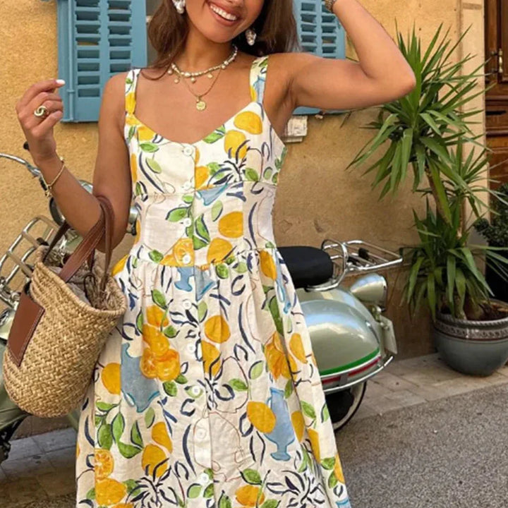 MARCELLE - VESTIDO MIDI ESTAMPADO DE LIMÓN