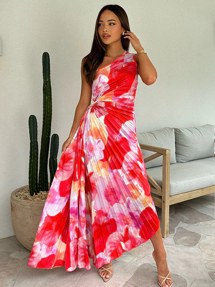 CARMIE – VESTIDO PLISADO DE VERANO CON UN HOMBRO